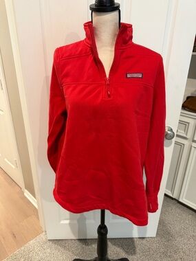 Vineyard Vines Bright Red Zip-Up Pullover